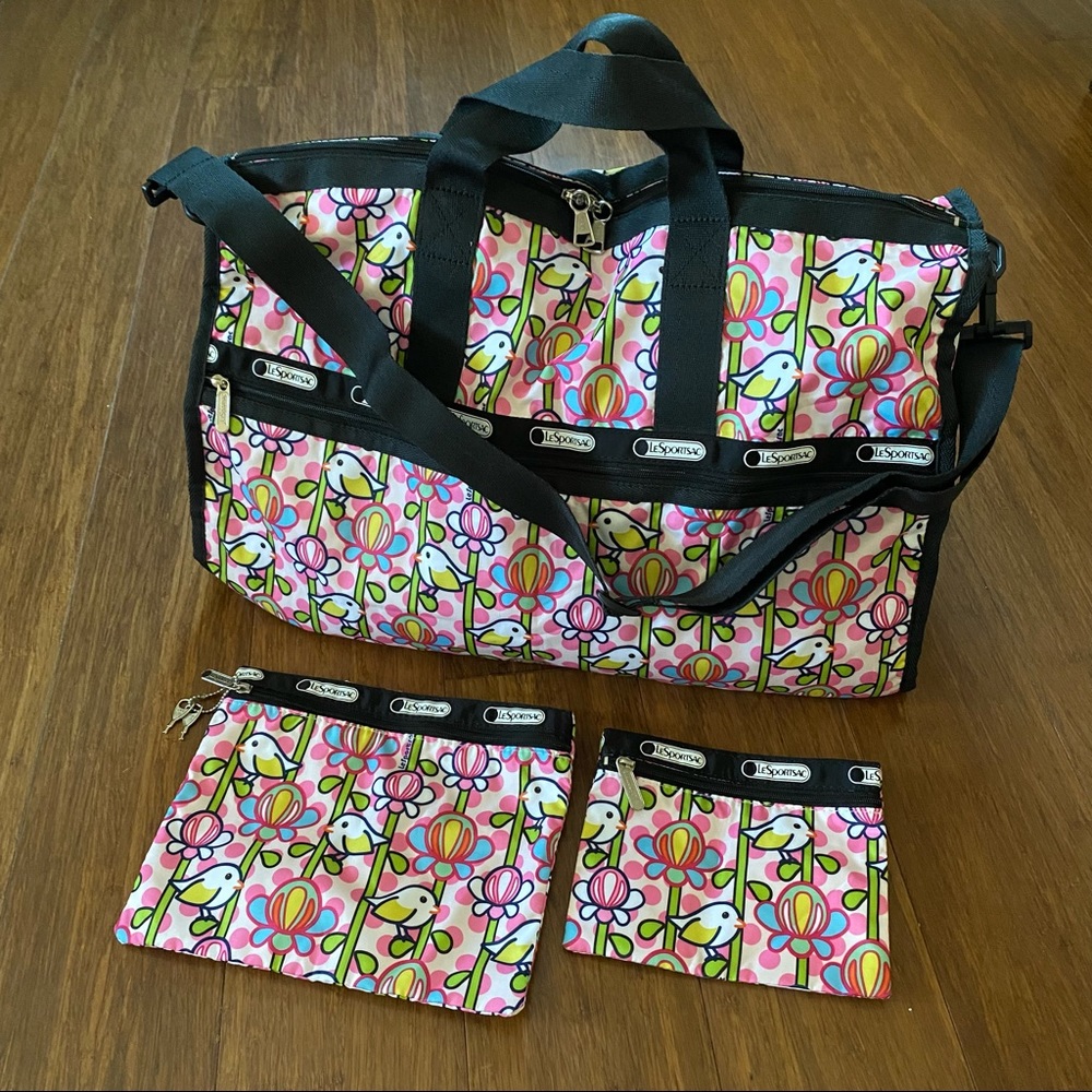 LeSportsac Large Weekender & Flat Pouch Set